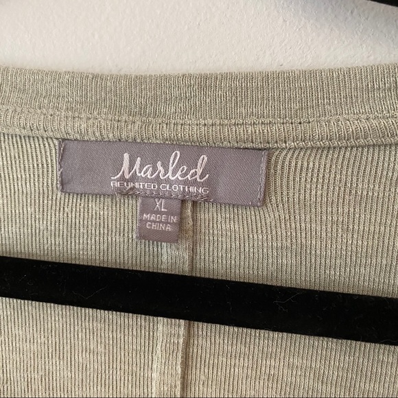 Marled by Reunited Clothing Green Vneck Button Tee - Picture 3 of 4